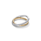 Anillo Pandora Banda Doble Cruzada Cuentas y Pavé - Bijuvera