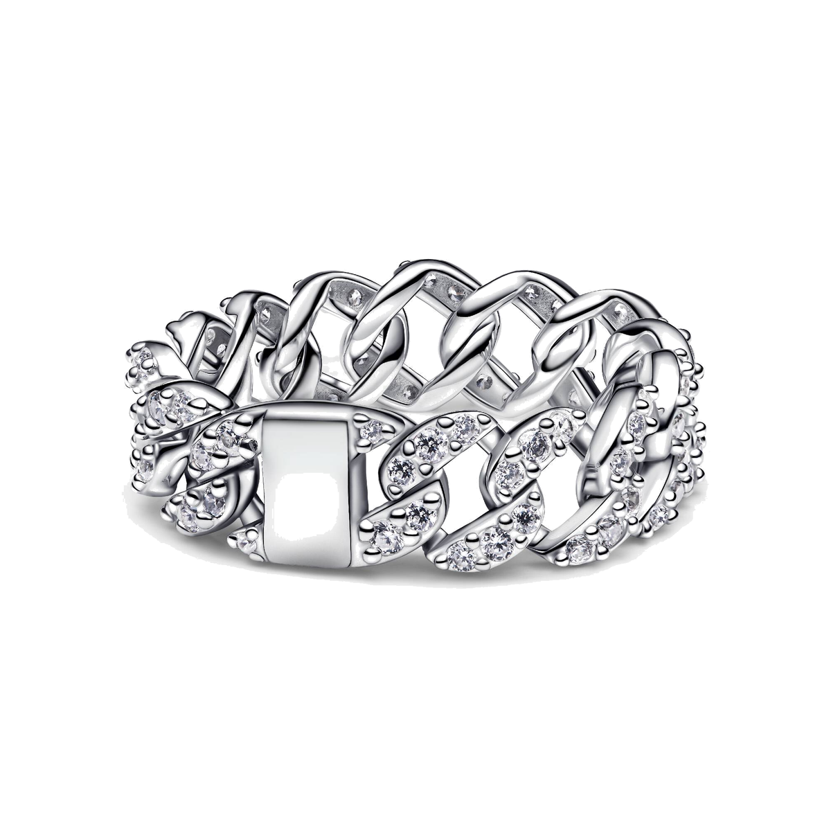 Anillo Pandora Cadena Cubana en Pavé - Bijuvera
