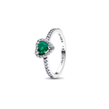 Anillo Pandora Corazón Elevado Verde - Bijuvera