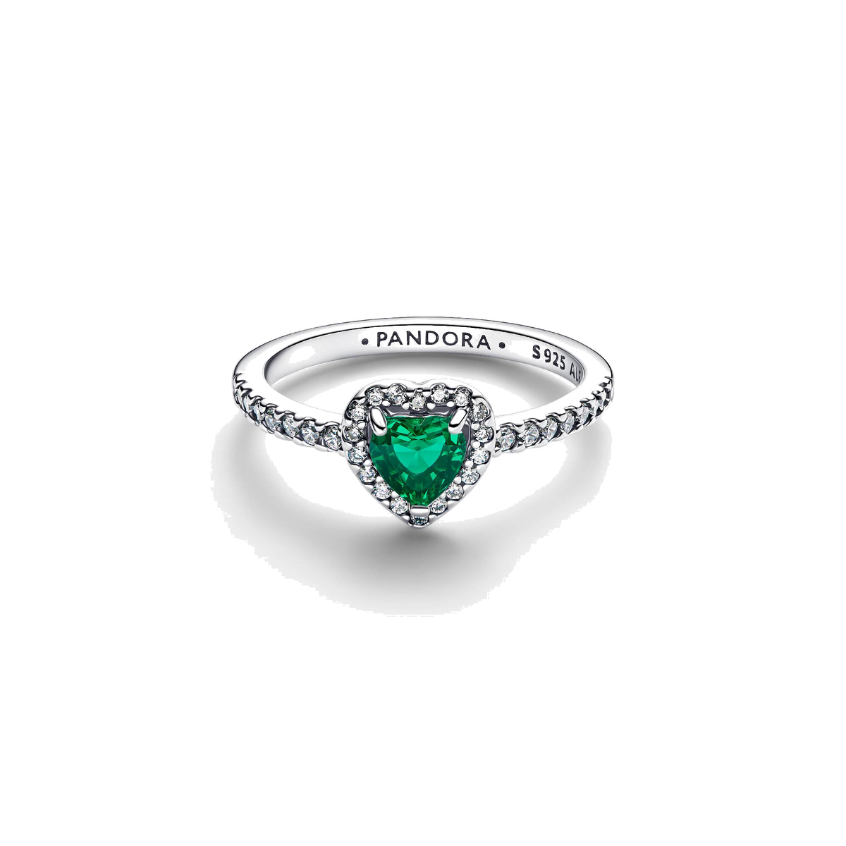 Anillo Pandora Corazón Elevado Verde - Bijuvera