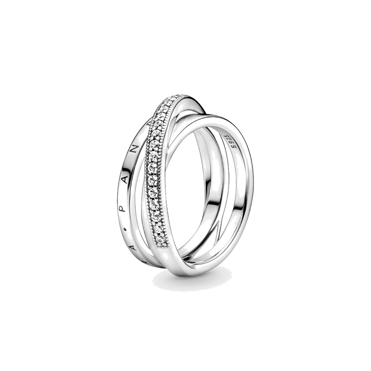 Anillo Pandora Cruzado Triple Alianza en Pavé - Bijuvera