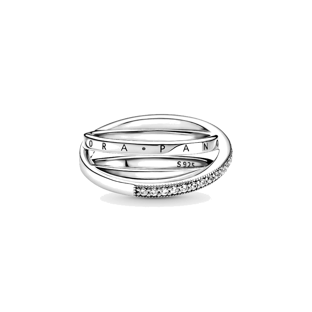 Anillo Pandora Cruzado Triple Alianza en Pavé - Bijuvera