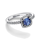 Anillo Pandora Halo Azul Cuadrado Brillante - Bijuvera