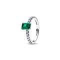 Anillo Pandora Halo Rectangular Verde Brillante - Bijuvera