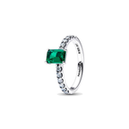 Anillo Pandora Halo Rectangular Verde Brillante - Bijuvera