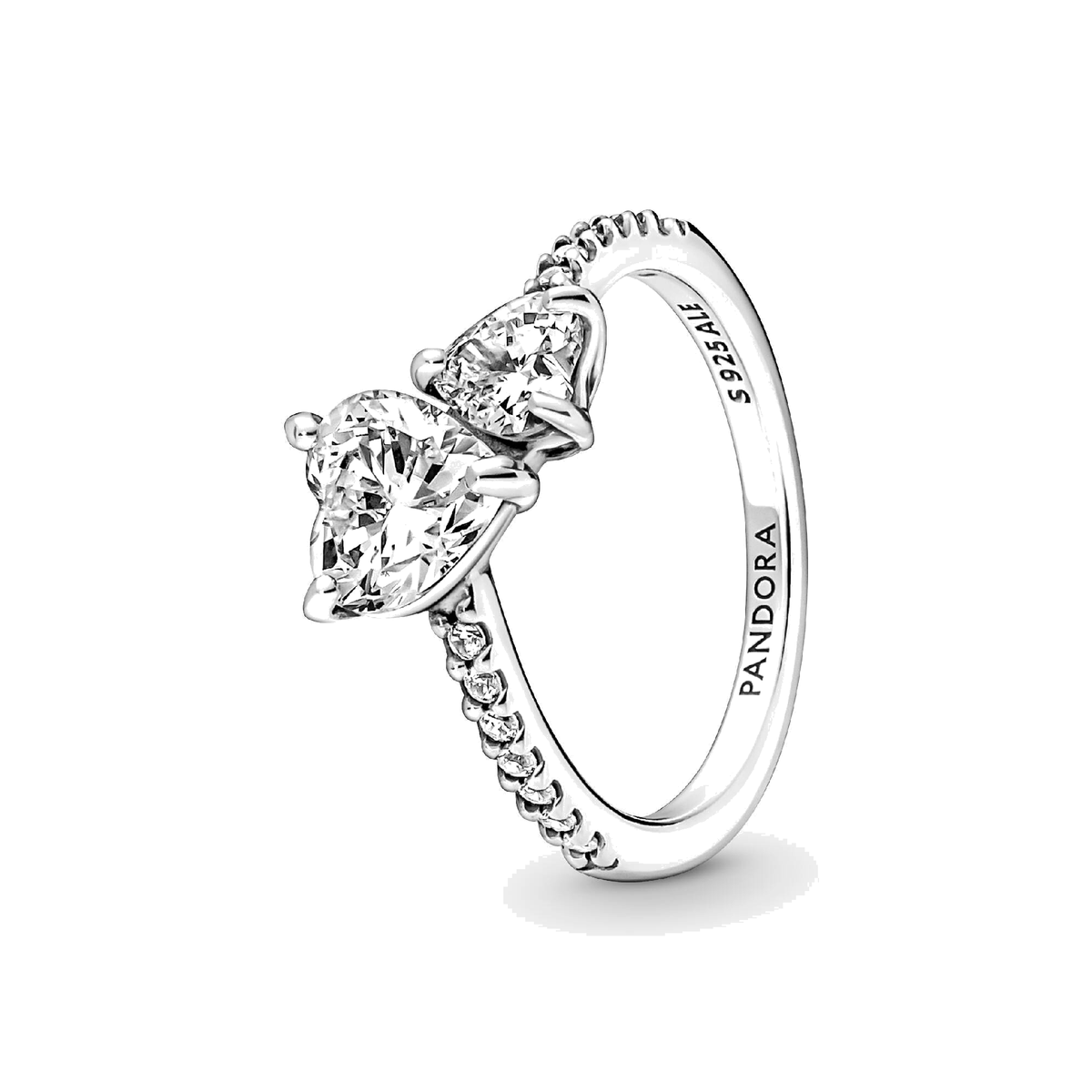 Anillo Pandora con un recubrimiento de Color oro Corazón Doble Brillante - Bijuvera