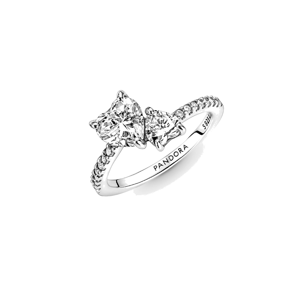 Anillo Pandora con un recubrimiento de Color oro Corazón Doble Brillante - Bijuvera