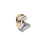 Anillo Pandora s Combinables Forma Orgánica en Dos Tonos - Bijuvera