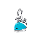 Pandora Hanger Charm Walvis in Turquoise and Sterling Silver