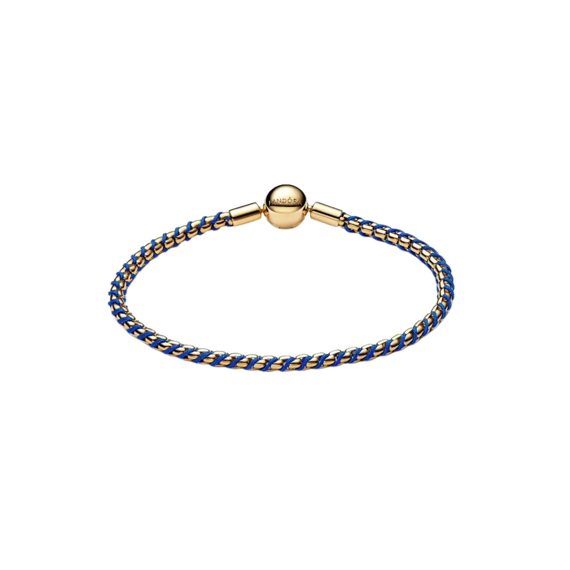 Pulsera Pandora Cadena Caja Cordón Azul y Color Oro - Bijuvera