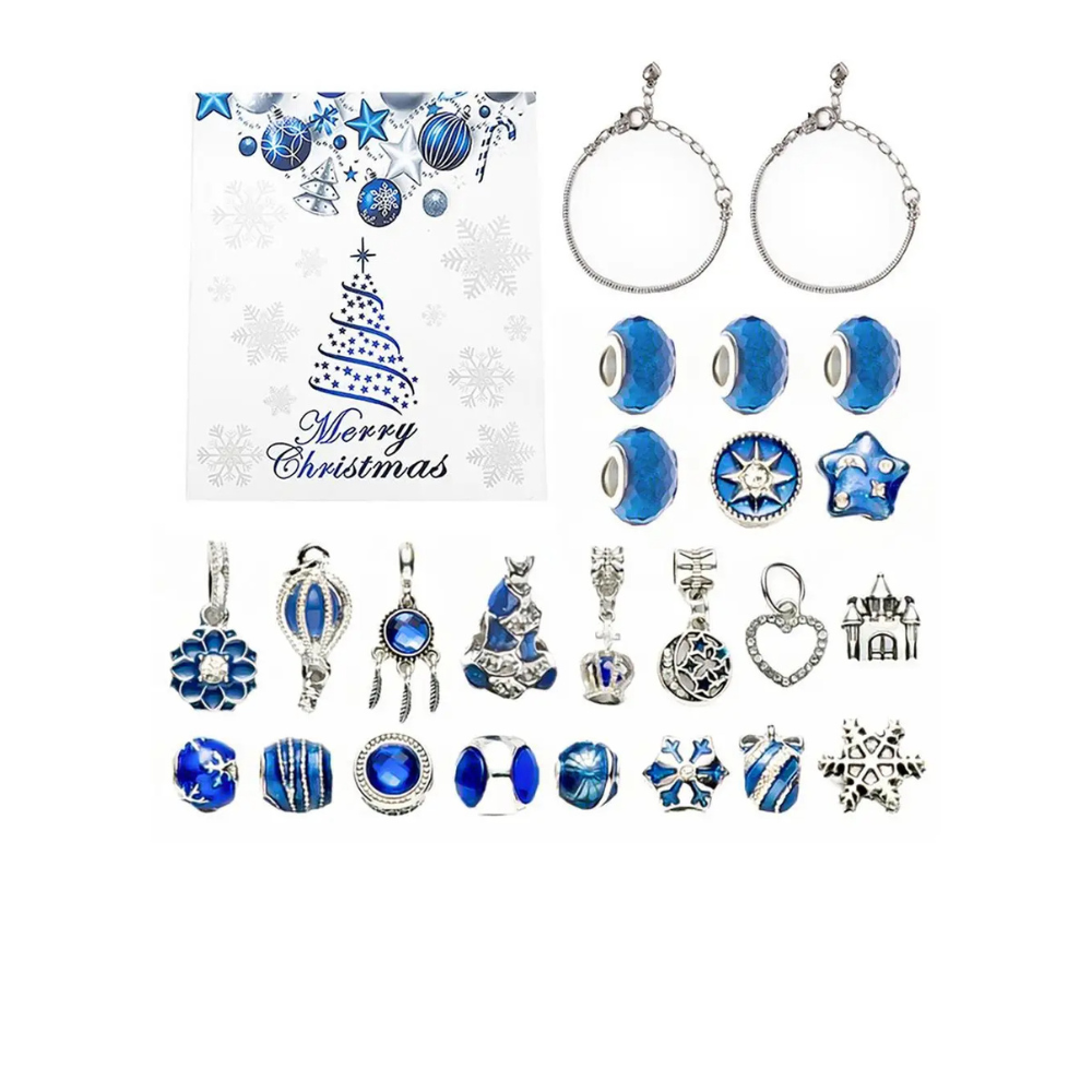 Adventskalender Sieraden - Blauwe Thema Armband en Charms - Bijuvera