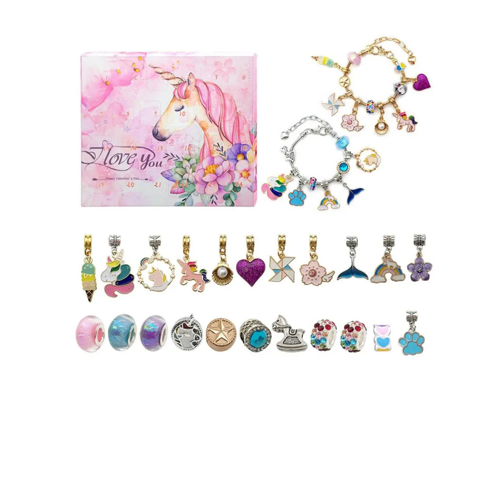 Adventskalender Sieraden - Eenhoorn Thema Armband en Charms - Bijuvera