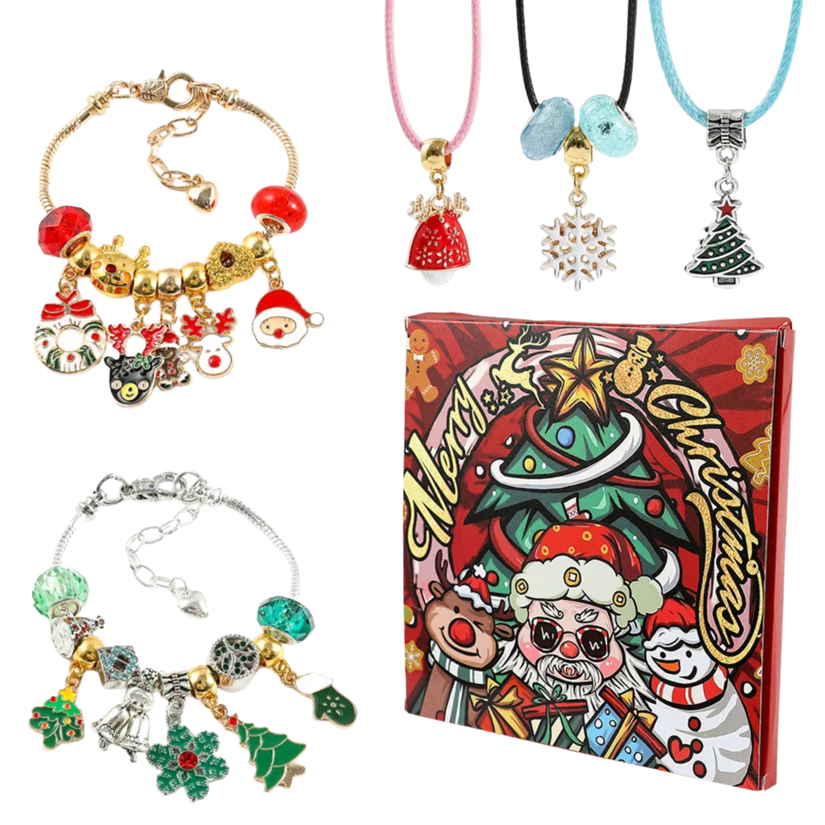 Adventskalender Sieraden – Kerstthema Type 12 met Armbanden, Hangers en Accessoires