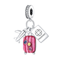 Charm Colgante Avión, Maleta Rosa, Passport - Bijuvera