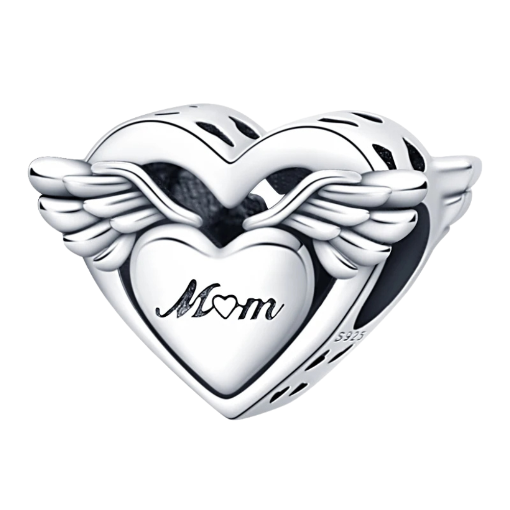 Charm Corazón Mama con Alas de Ángel, "Mon" - Bijuvera