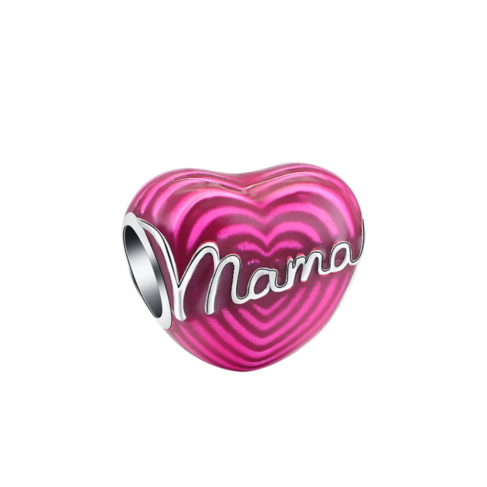 Charm Corazón Rosa Mama, "Mama" - Bijuvera