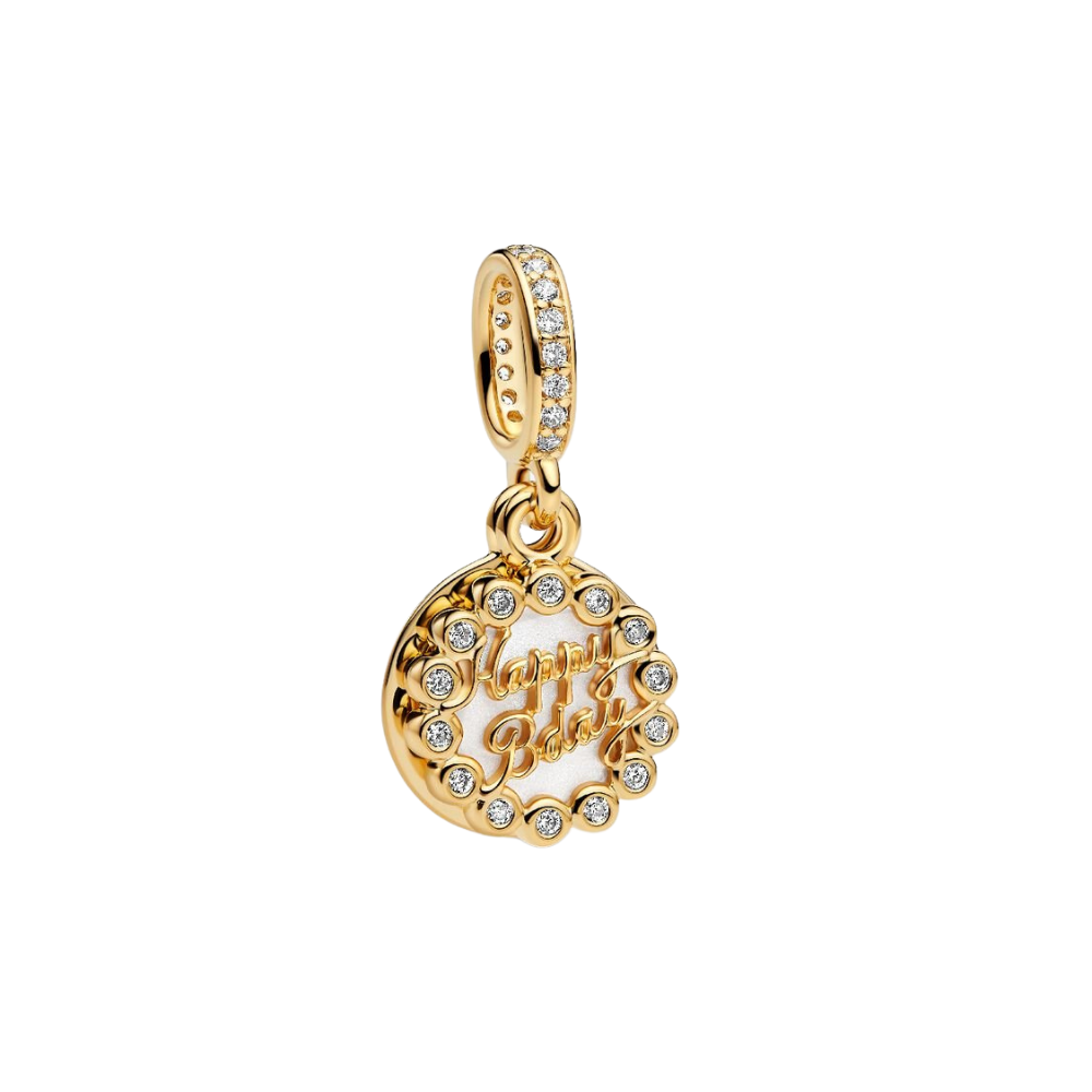 Charm Pandora Colgante Tarta de Cumpleaños Feliz en Color Oro