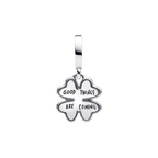 Pandora Charm Anhänger Kleeblatt mit Labor-Diamant – 0.009 ct, 925er Sterlingsilber und 14K Gold