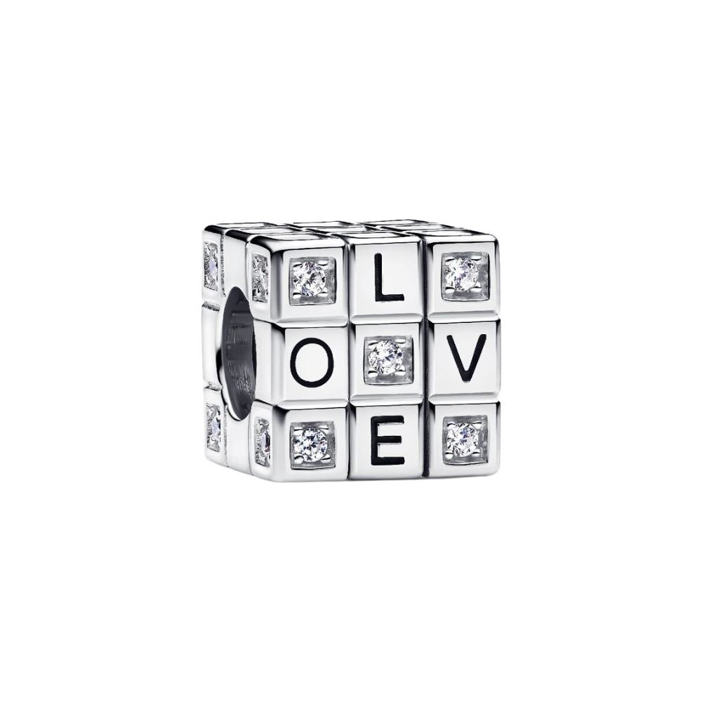 Charm Pandora Cubo de Juguete Móvil – Plata de Ley 925 con Detalles Articulados