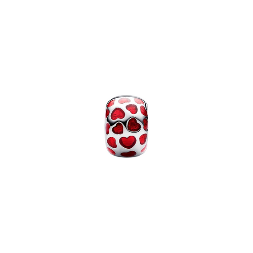 Charm Clip Pandora Redondo con Corazones en Plata de Ley – Compatible con Pulseras Moments
