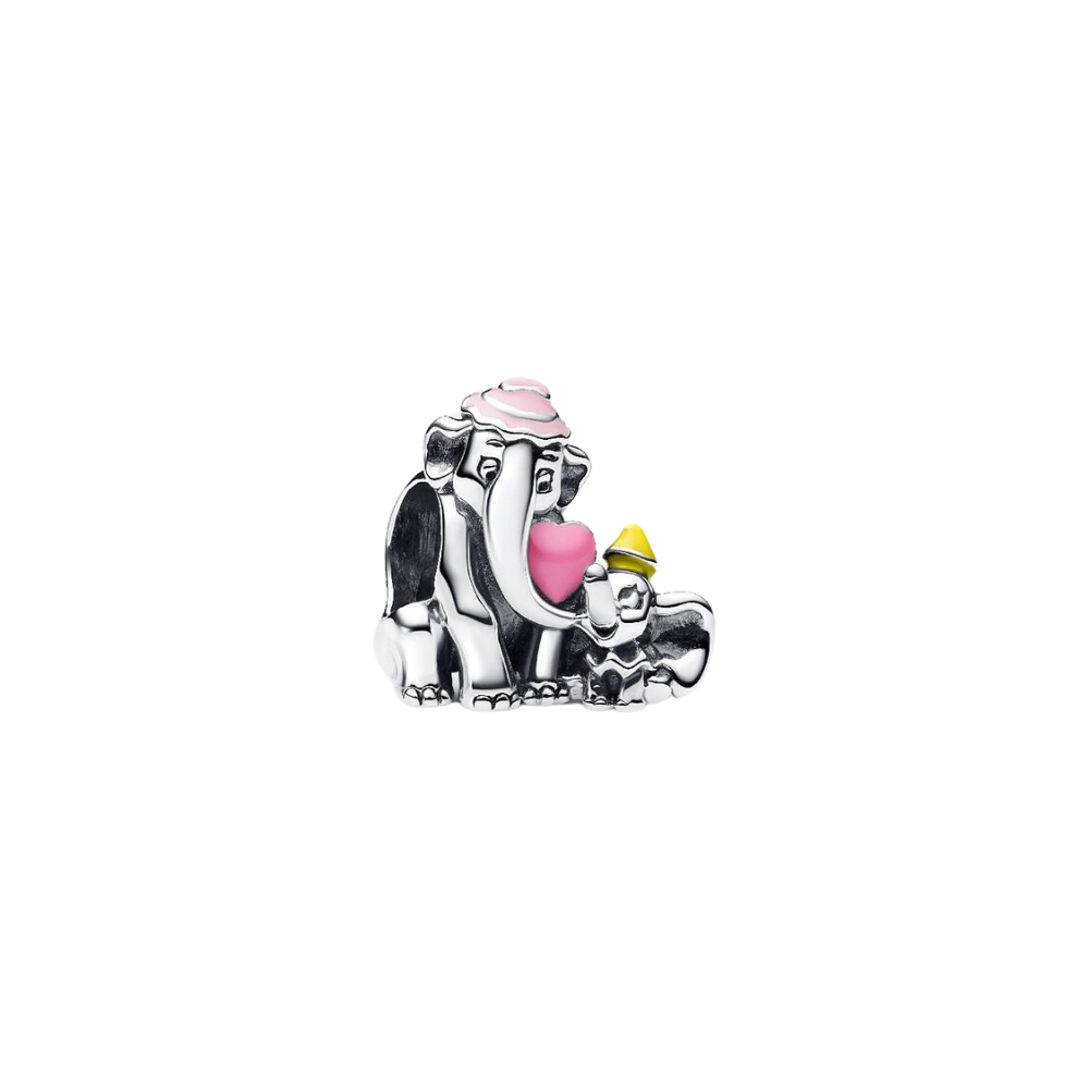 Charm Pandora Dumbo y Madre – Plata de Ley 925 con Detalles Esmaltados