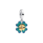 Pandora Charm Anhänger Kleeblatt mit Labor-Diamant – 0.009 ct, 925er Sterlingsilber und 14K Gold