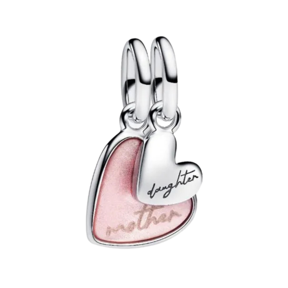 Charm Pandora Colgante Divisible Madre e Hija – Plata de Ley 925 con Detalles Esmaltados