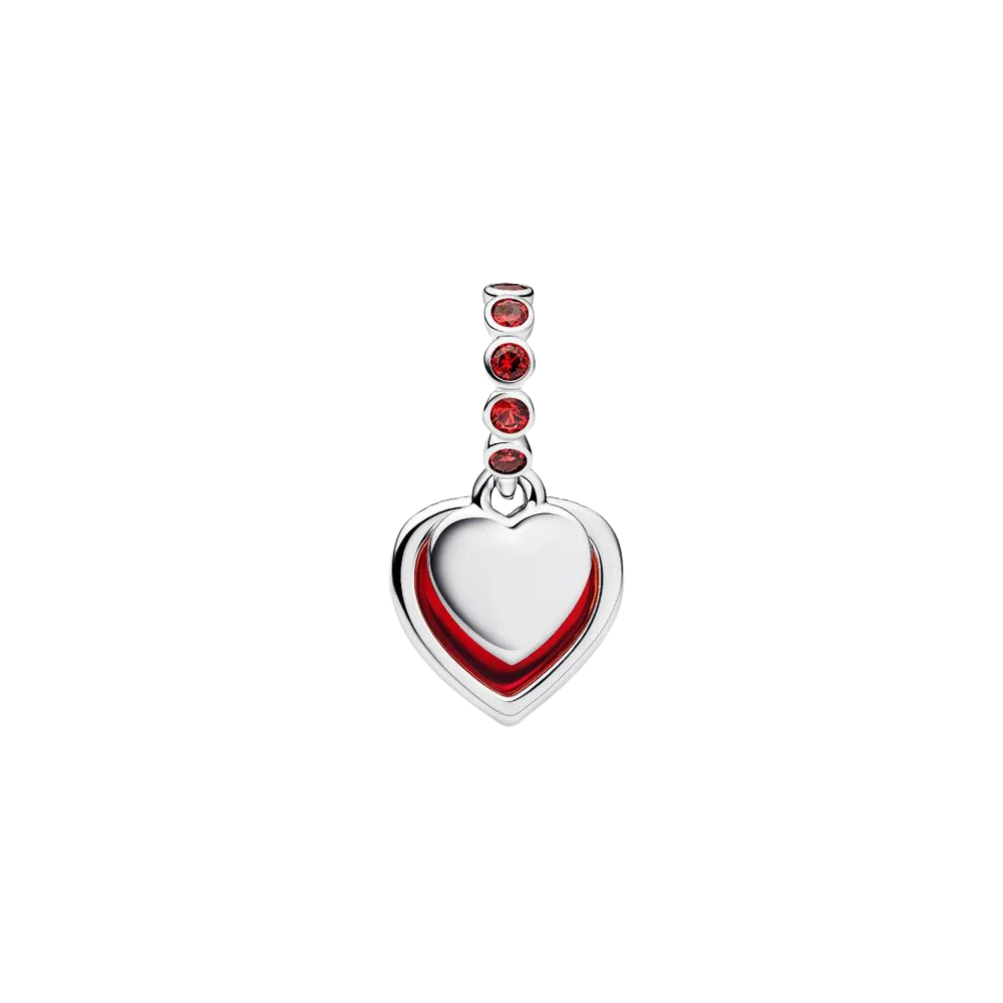 Charm Pandora Colgante Doble Corazón Cristal de Murano Rojo - Bijuvera