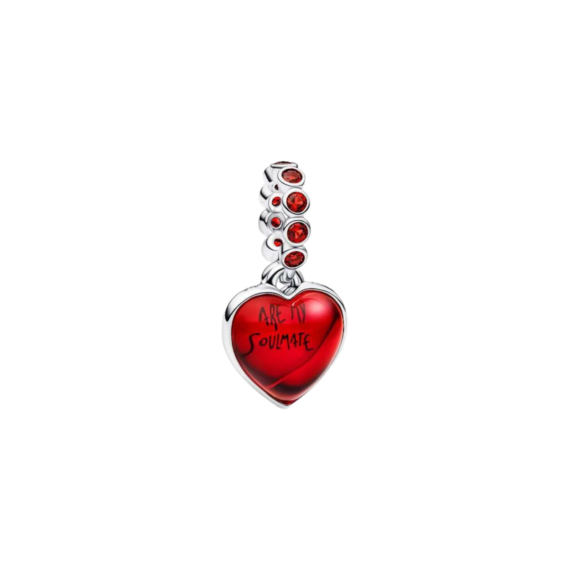 Charm Pandora Colgante Doble Corazón Cristal de Murano Rojo - Bijuvera