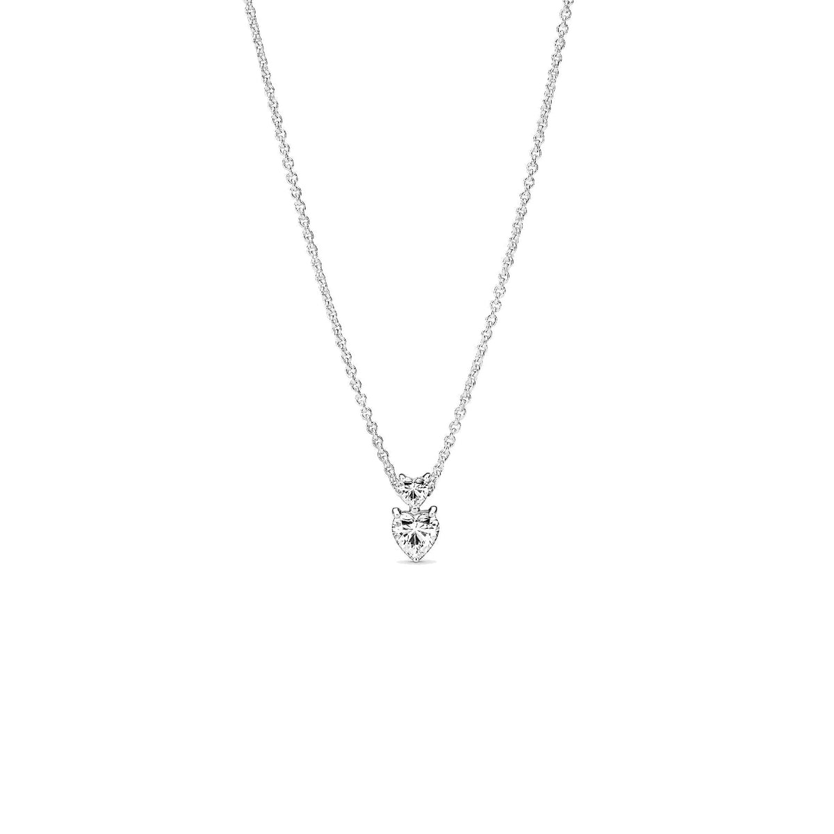 Collar Pandora Colgante Doble Corazón Brillante - Bijuvera