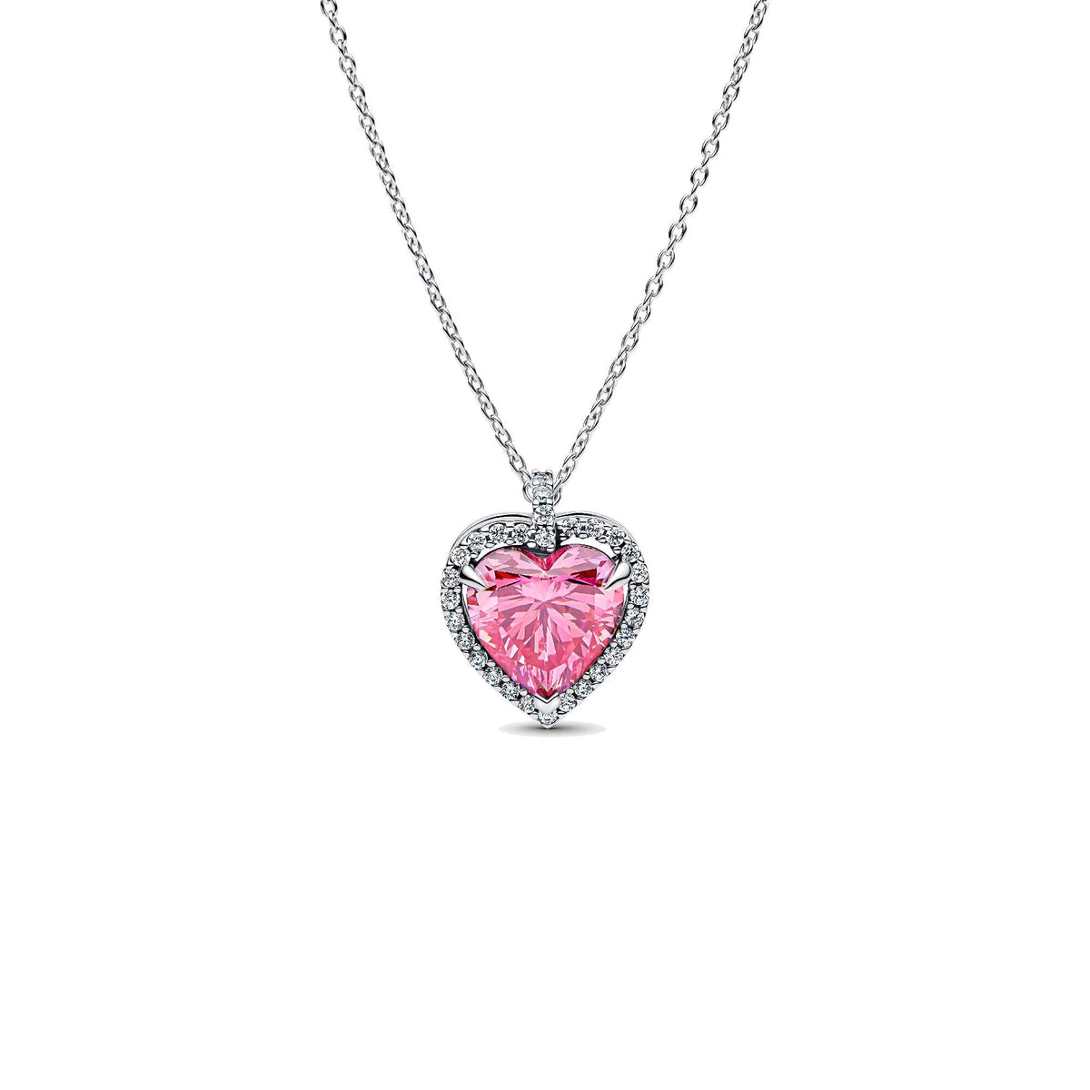Collar Pandora Halo Corazón Rosa - Bijuvera