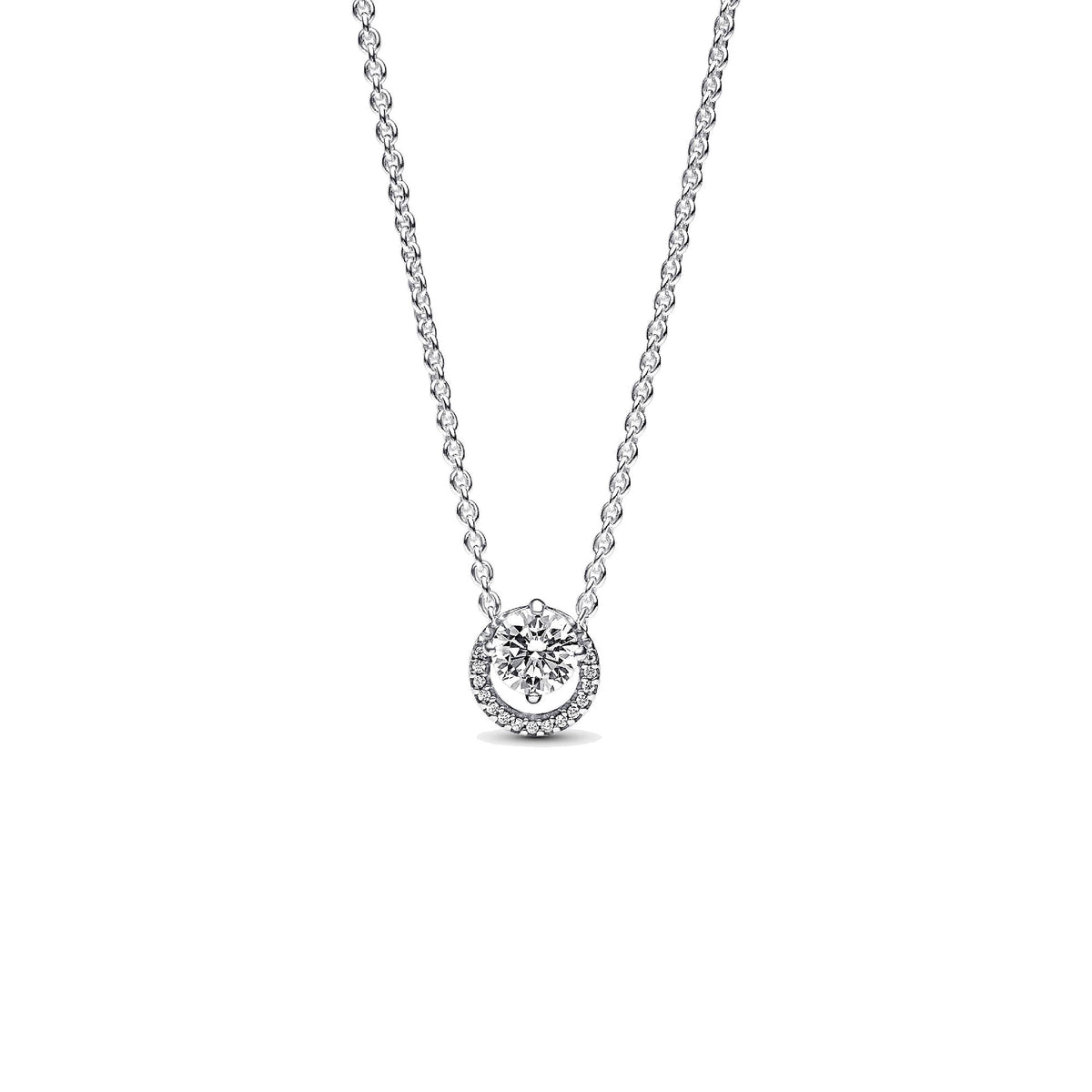 Collar Pandora con Colgante Brillante Halo Redondo - Bijuvera