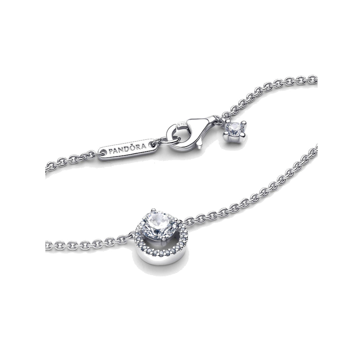 Collar Pandora con Colgante Brillante Halo Redondo - Bijuvera