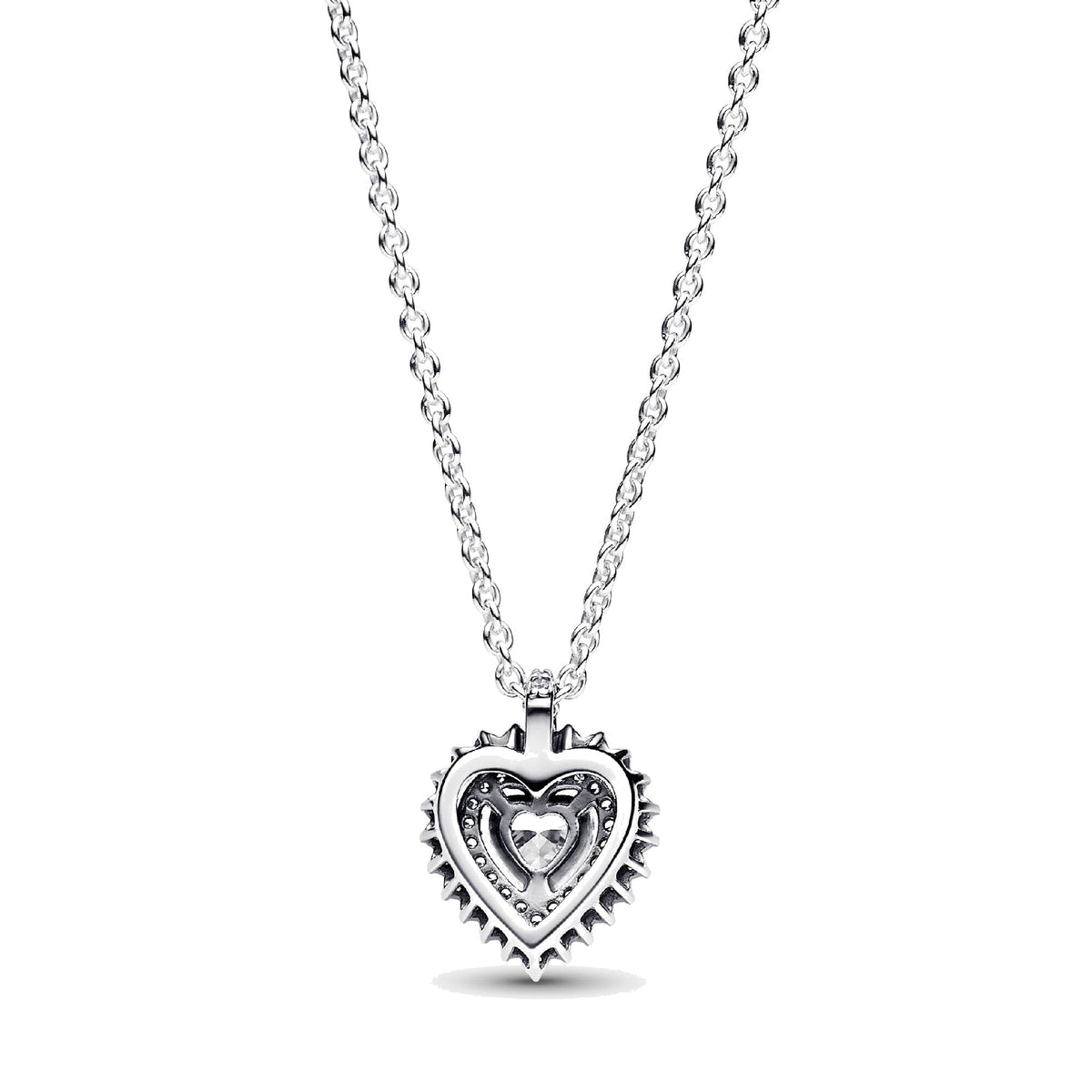 Collar Pandora con Colgante Halo y Corazón Brillantes - Bijuvera