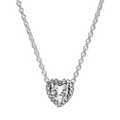 Collier Pandora Cœur Blanc Halo Brillant - Bijuvera