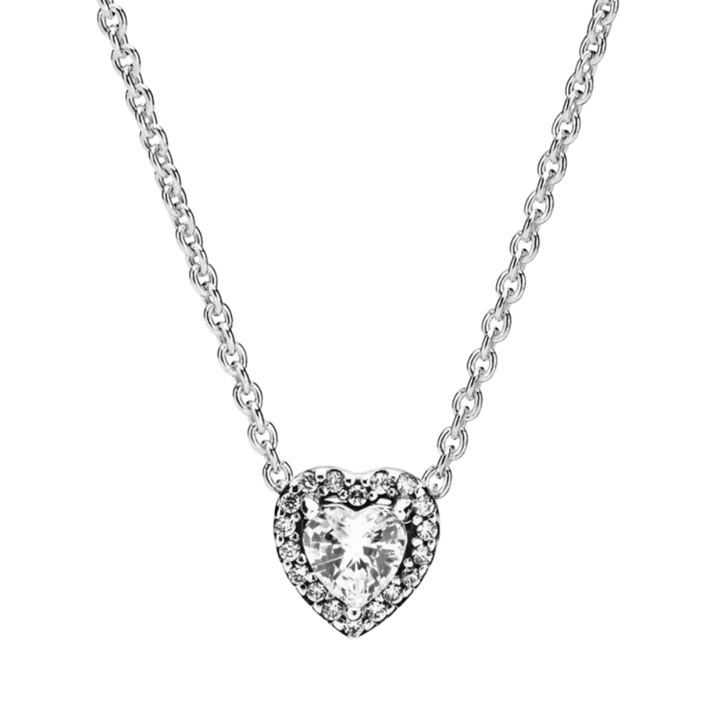 Collar Pandora Corazón Blanco Halo Brillante - Bijuvera