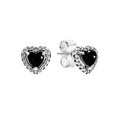 Black Heart Button Earrings - Bijuvera
