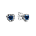 Navy Blue Heart Stud Earrings - Bijuvera