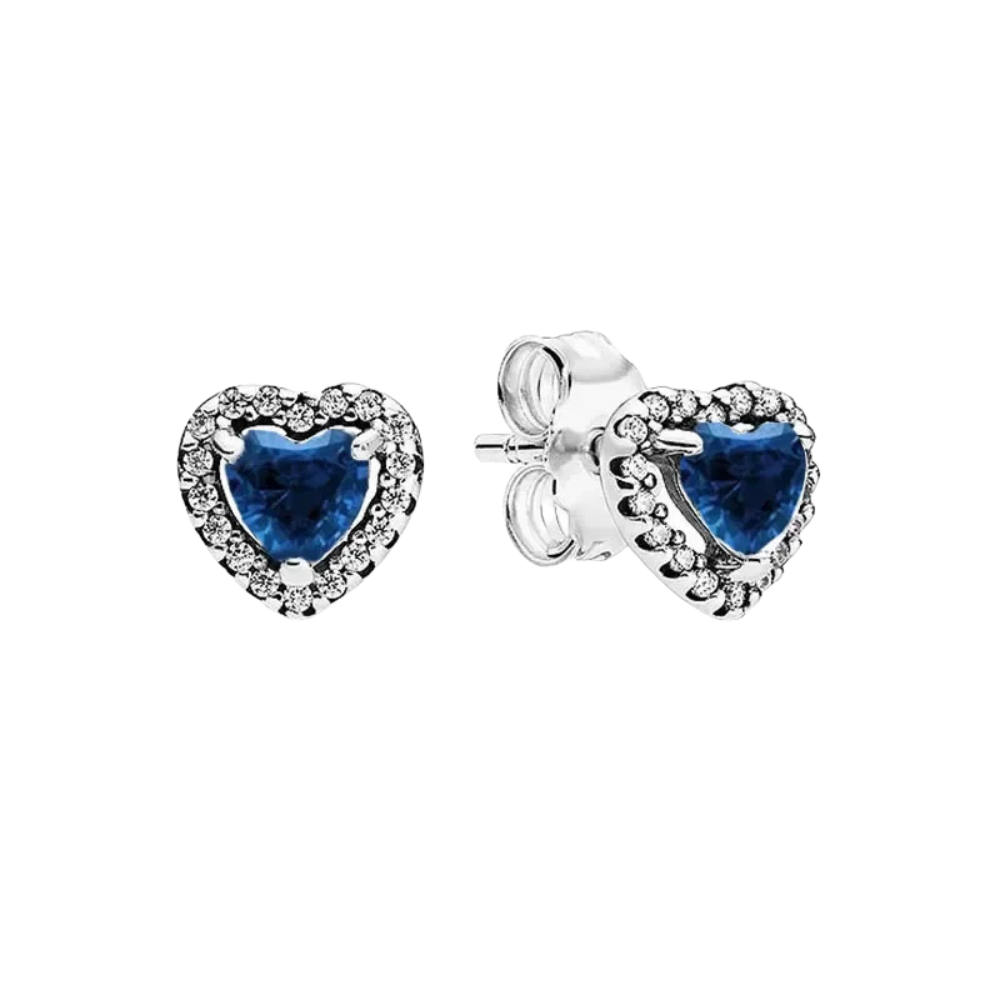 Navy Blue Heart Stud Earrings - Bijuvera