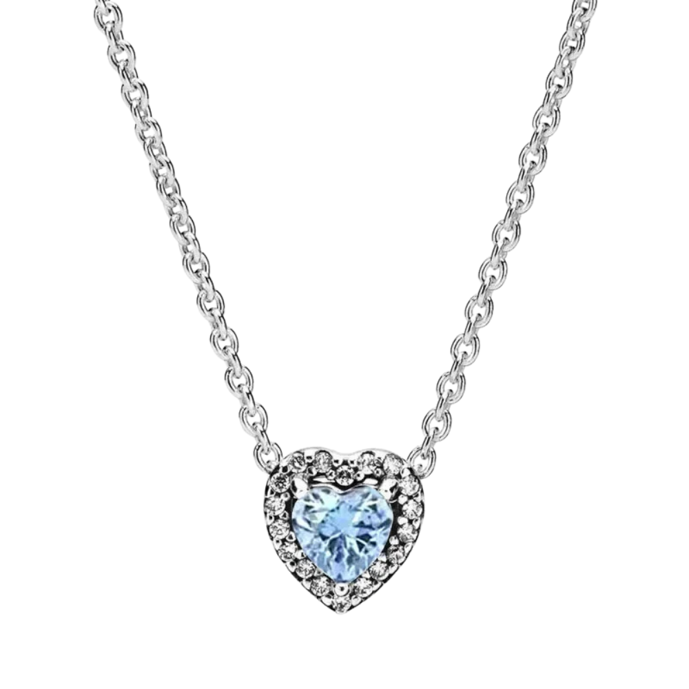 Collar Corazón Azul Cielo Halo Brillante - Bijuvera
