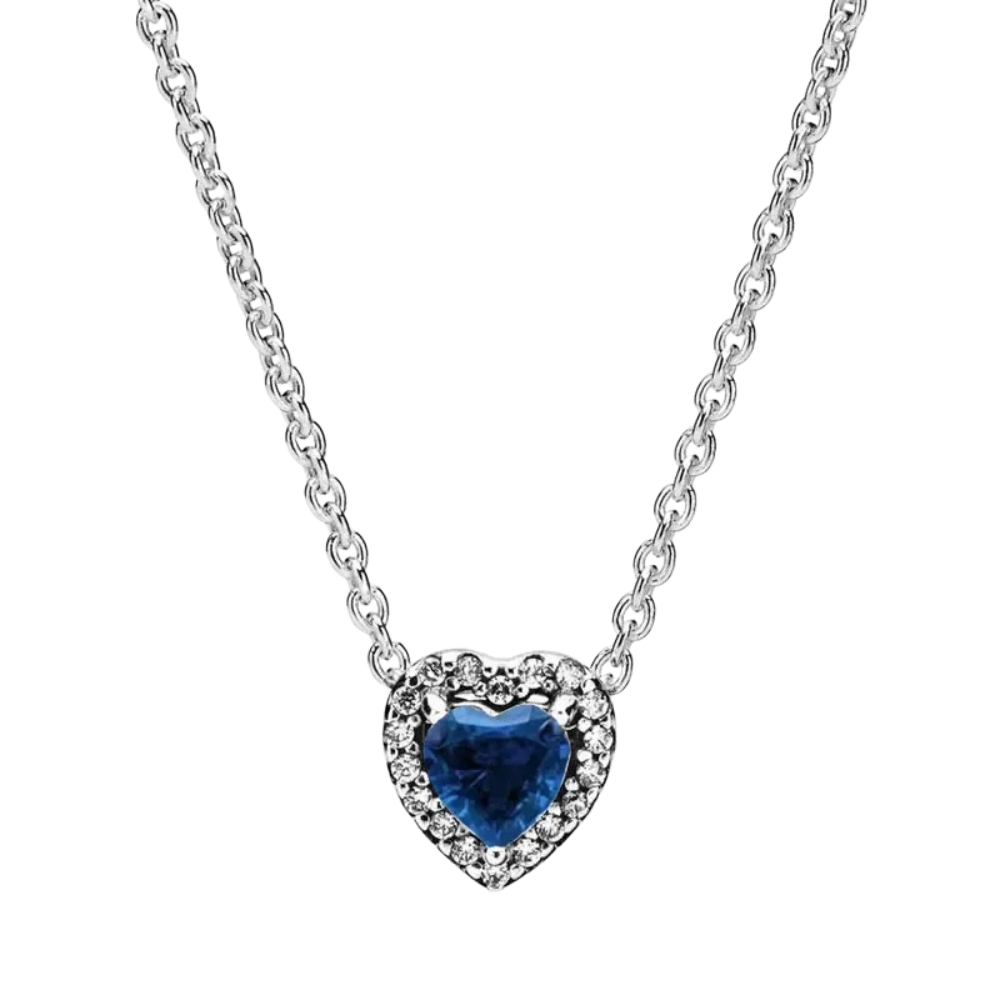 Collar Corazón Azul Marino Halo Brillante - Bijuvera