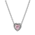 Collier Cœur Rose Halo Brillant - Bijuvera