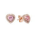 Boucles d'oreilles Pandora Couleur Or Rose en Forme de Cœur Rose - Bijuvera