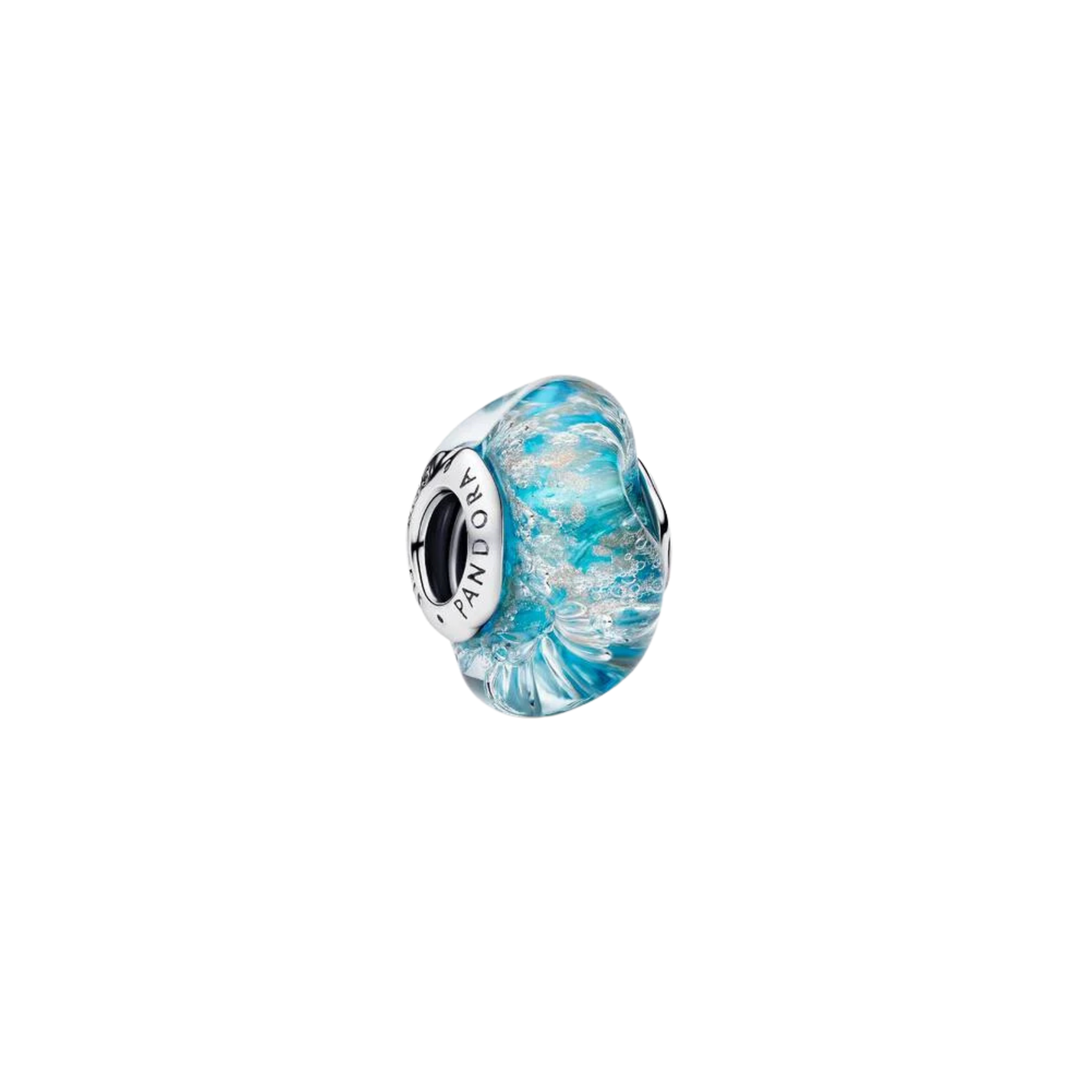 Charm Pandora Cristal de Murano Turquesa y Brillante - Bijuvera