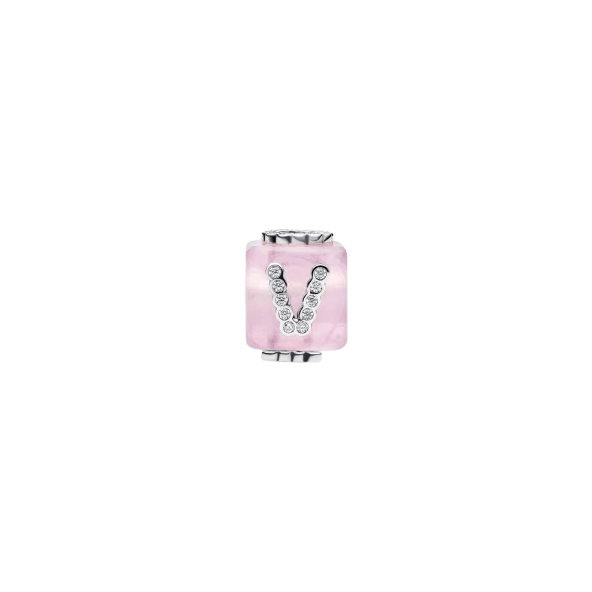 Charm Pandora Cubo Amor Cristal de Murano Rosa - Bijuvera