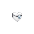 Charm Pandora Grabable Corazón Gema Azul Aguamarina - Bijuvera