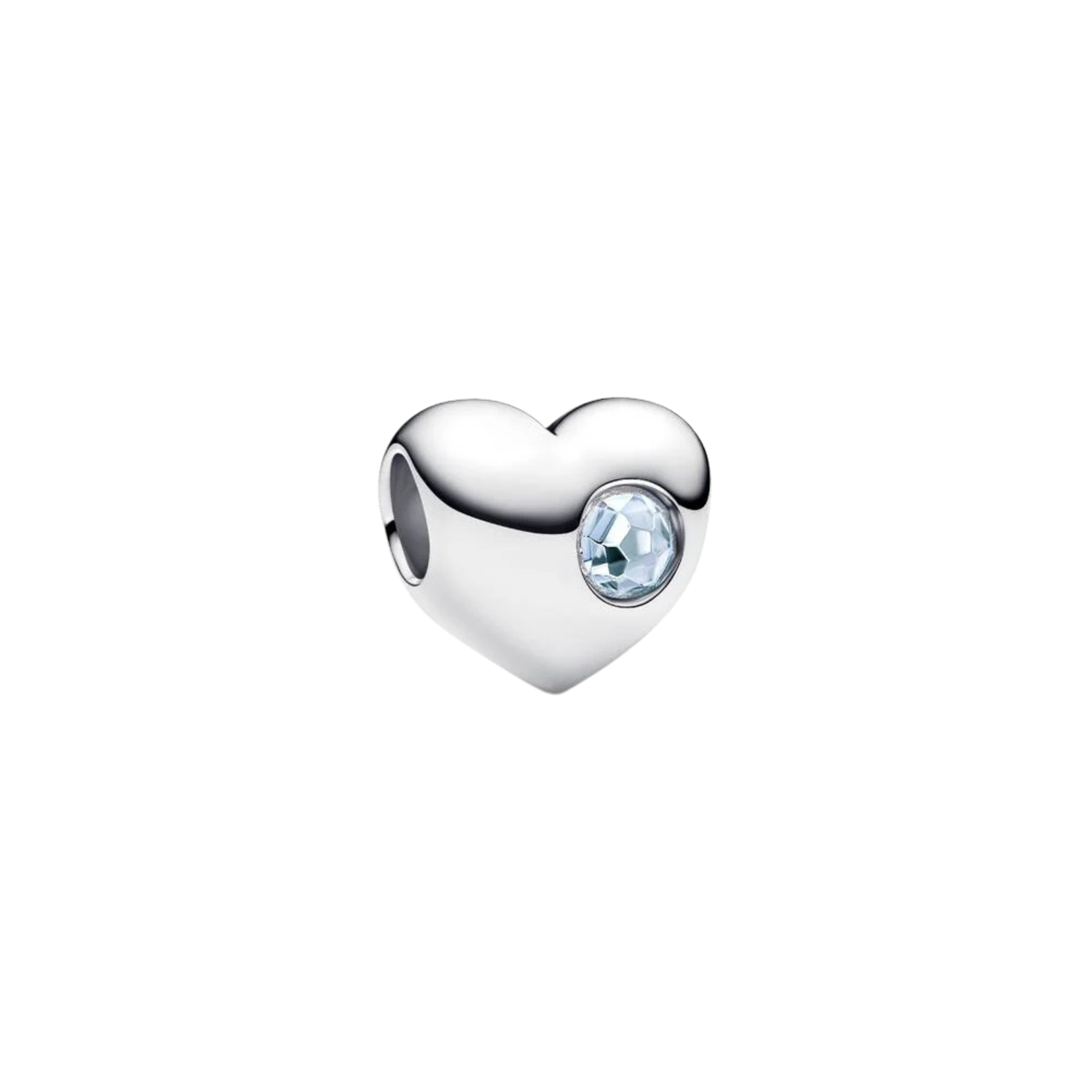Charm Pandora Grabable Corazón Gema Azul Aguamarina - Bijuvera