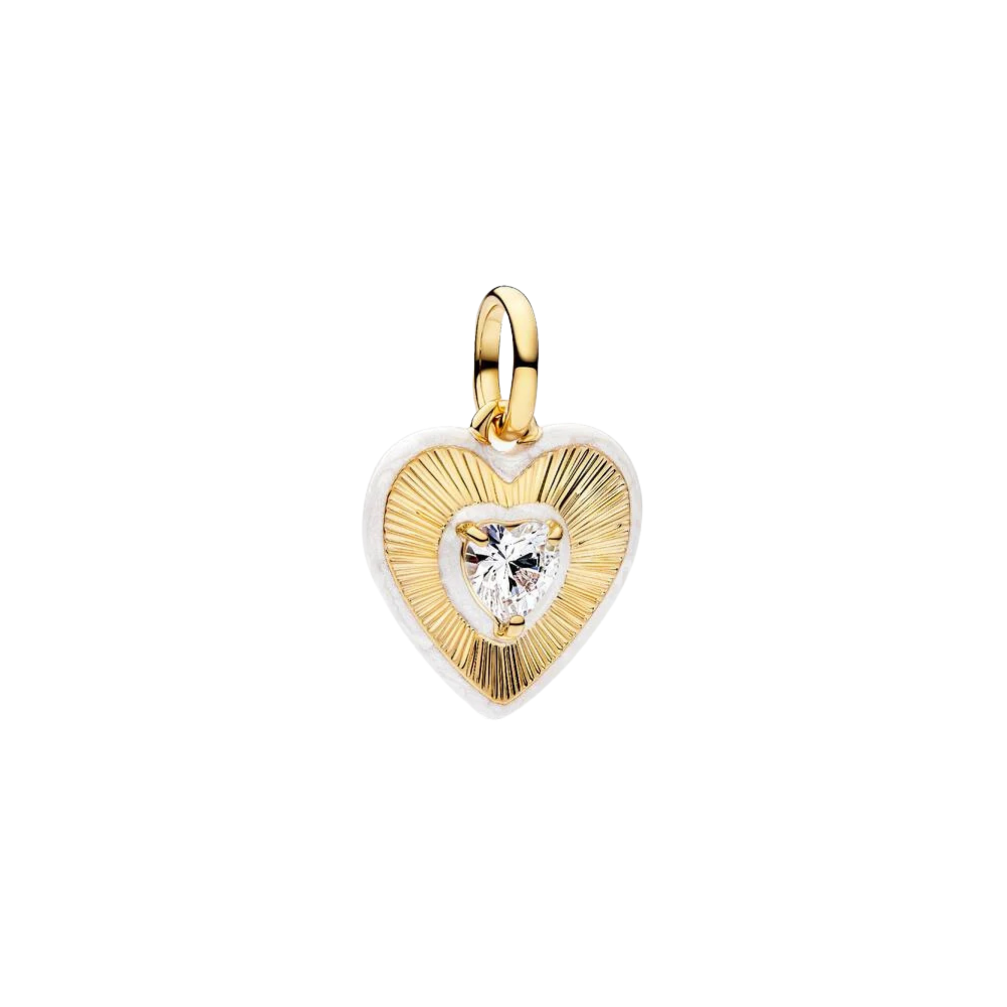 Charm Pandora Medallón Corazón Radiante Blanco - Bijuvera