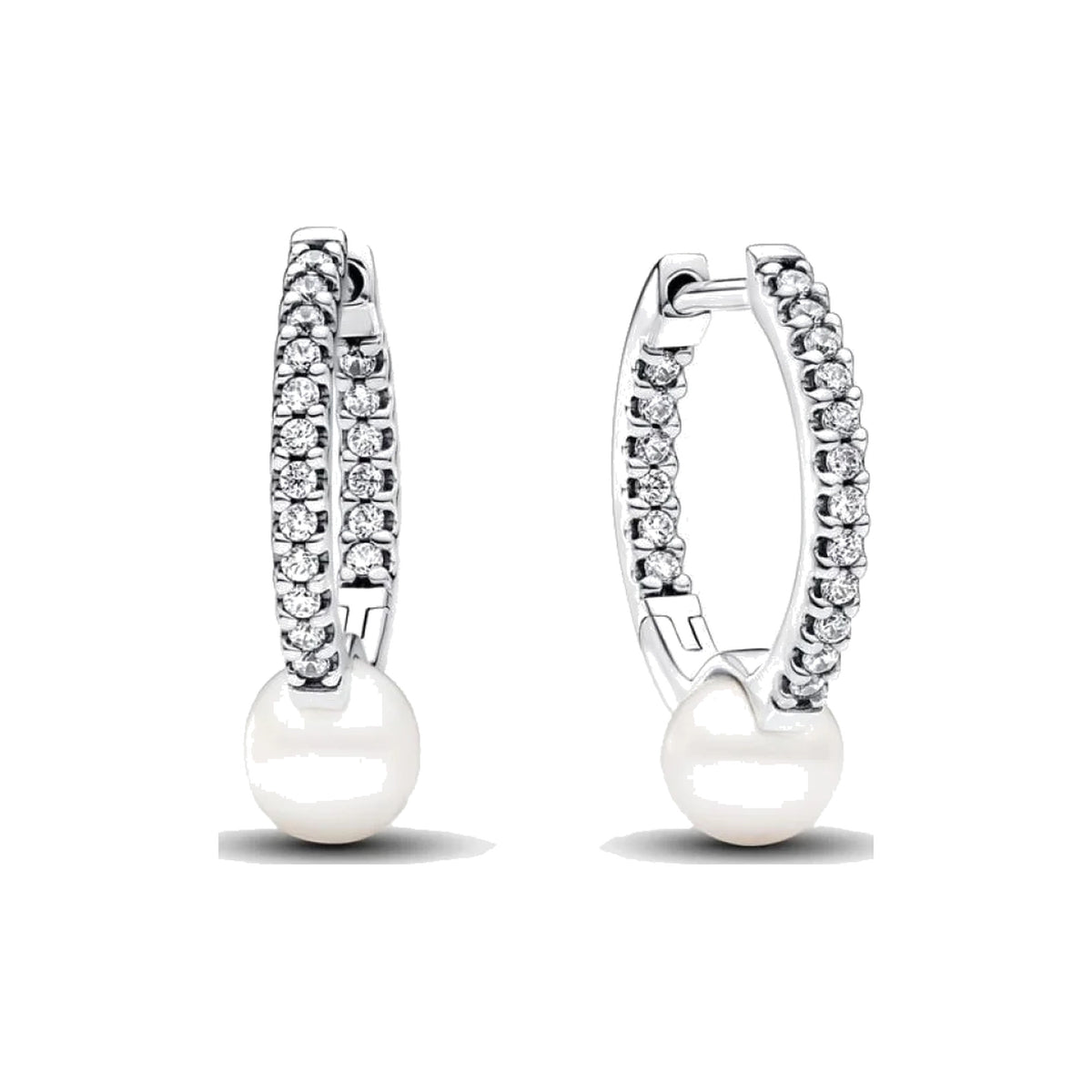 Pendientes Pandora de aro 293171C01 perlas y pavé - Bijuvera