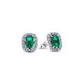 Pendientes Pandora de botón Halo Rectangular Verde Brilllante - Bijuvera